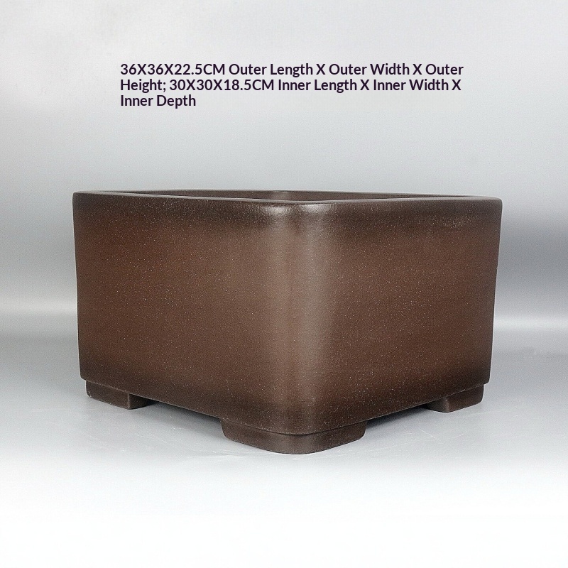 All-handmade Antique-style Square Purple Clay Flower Pot
