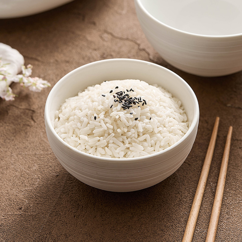 Household Single High-end Textured White Brushed Ceramic Rice Bowl