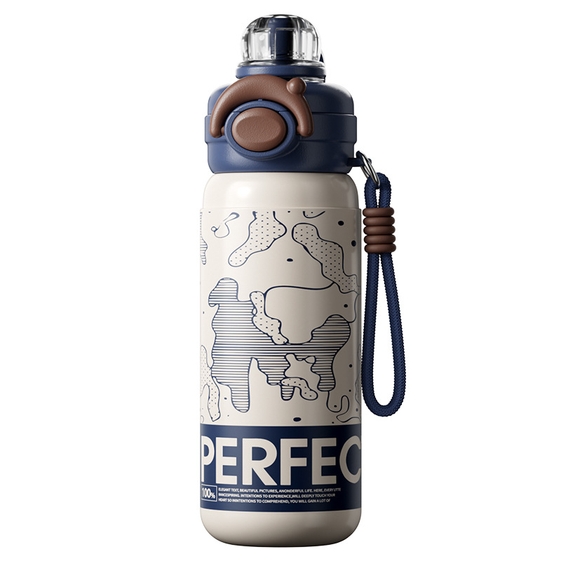 High Looks Sports Dual Use Straw Water Bottle With Carrying Strap For Mens Fitness