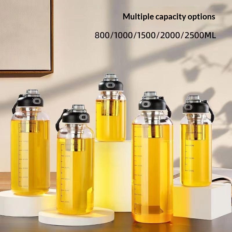 Large-capacity Borosilicate Glass Sports Water Bottle