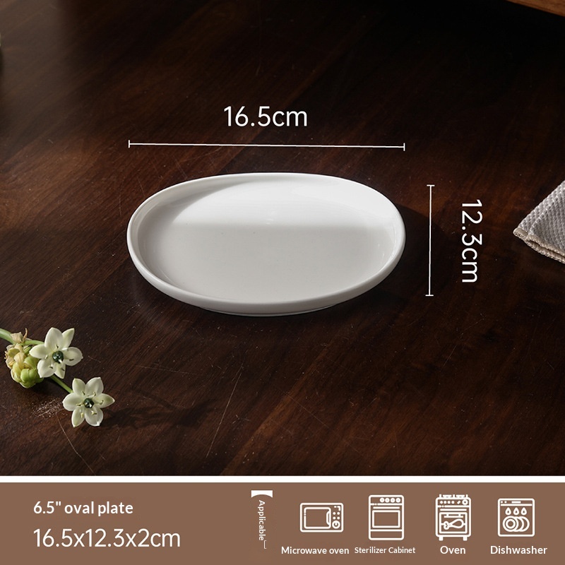 Household High-grade Ceramic Oval Shallow Plate