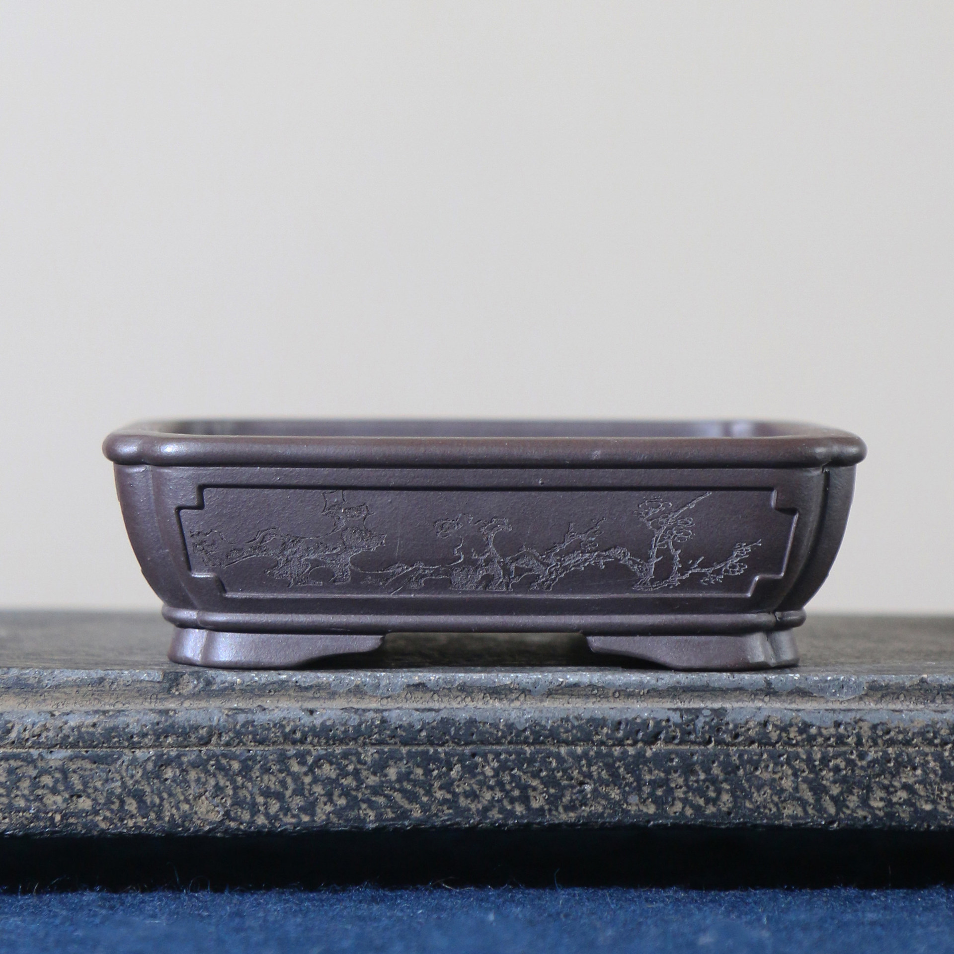 Purple Clay Rectangular Handmade Bonsai Pot