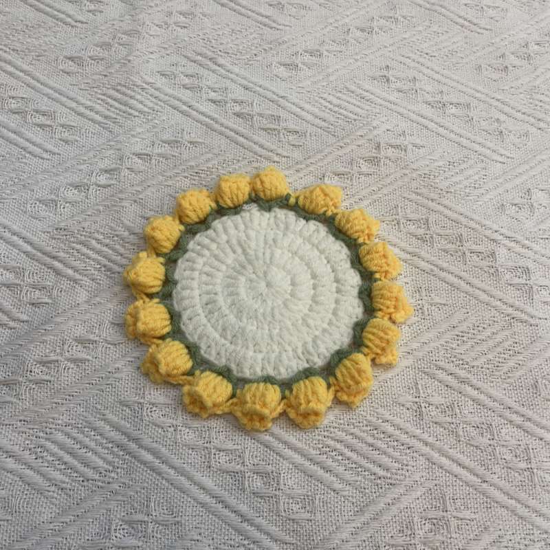 Handmade Crocheted Rose Coaster Tabletop Decoration
