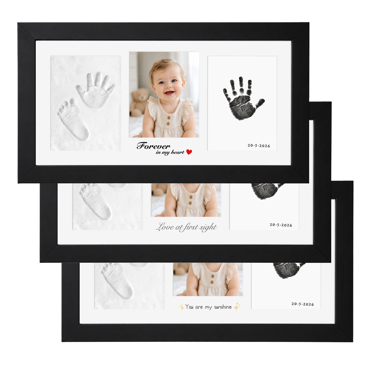 Handmade Pet And Baby Handprintfootprint Ink Pad Clay Memorial Photo Frame