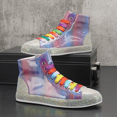 Men's Rhinestone Laser High Top Shoes