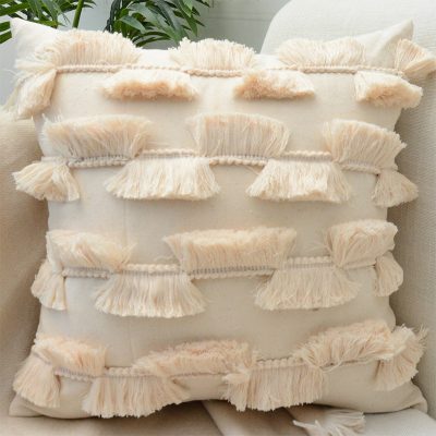 Cotton And Hemp Tassel Pillowcase