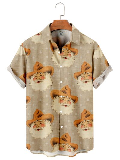 Men's Short Sleeved Shirt With 3D Digital Printed Stripes On Four Sides