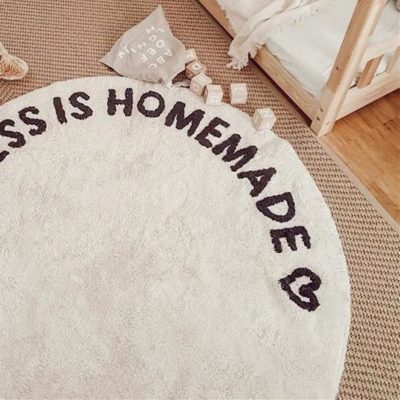 Home Bedroom Plush Crawl Letter Round Carpet