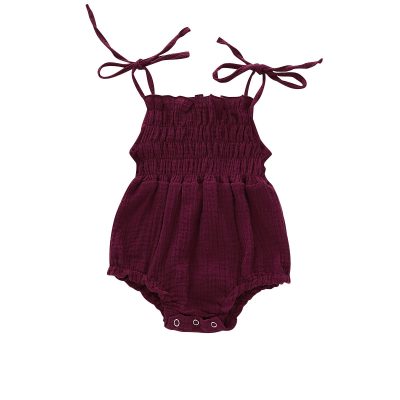 Boys And Girls Double-layer Cotton Crepe Adjustable Lace-up One-piece Romper