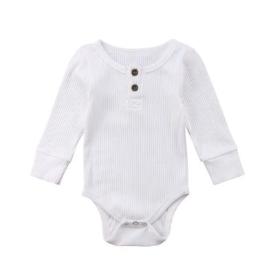 Infant Sunken Stripe Cotton Long Sleeve Triangle Rompers