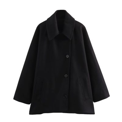 Europe And America Cross Border Women's Street Fashion Common Style Loose Wool Overcoat