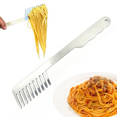 Pasta Fork Spaghetti Server Noodle Fork Stainless Steel Comb Shape Anti Slip Ergonomic Handle Kitchen Cooking Tool For Home Restaurant Hotel Buffet Party Wedding Catering Italian Ramen Noodl