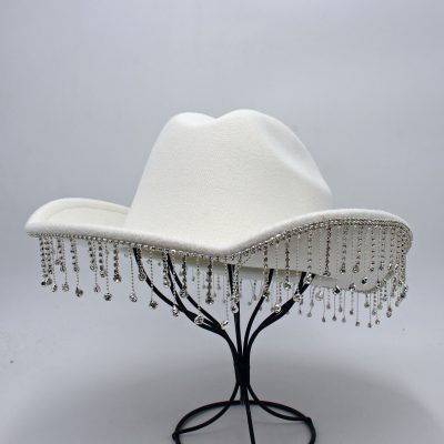 Warped Top Hat With Diamond Tassel Western Cowboy Hat