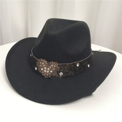 Women's Western Cowboy Hat Love Decorative Chain Top Hat