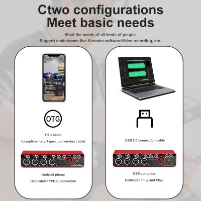 4-way Professional Computer Recording Sound Card Small External Driver-free Live Mixing Tuning Equipment MD44