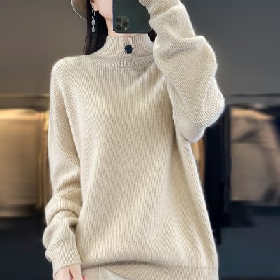 Women's Autumn And Winter Half-high Collar Wool Sweater Pullover